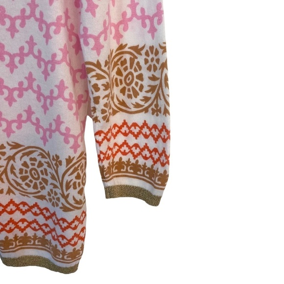 J. McLaughlin Cardigan Sweater Womens Size Small Pink Knit Gold Trim Office Work - Picture 3 of 9